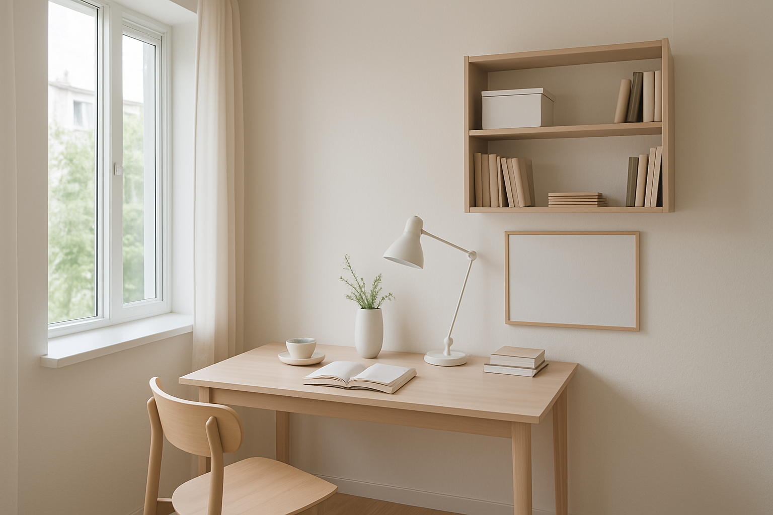 Photo of a elementary school classroom with wmpty wooden desks and sun shining through the windows.
